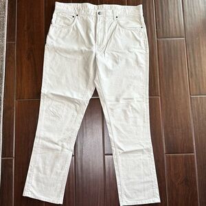 Cremieux Mens Off White Denim Straight Leg Pants 36x30